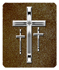 DF35-517-SL-SH-BR Silver 3 Crosses Shimmer Brown